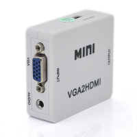 Конвертер Mini, VGA2HDMI, ВЫХОД HDMI(мама), на ВХОД VGA(мама) 720P/1080P, White, BOX