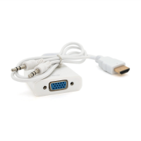 Конвертер HDMI (папа) на VGA(мама) 10cm, White, 4K/2K, Пакет + AUDIO Q250