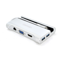 Хаб-конвертор VEGGIEG TC07-S Type-C (папа) на Type-C(мама) + USB3.0*3(мама) + HDMI(мама) + RJ45, 10см, Silver, Box Код: 330844-09
