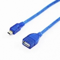 Кабель USB 2.0 AF/Mini-B OTG, 1.5m, прозрачный синий