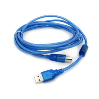 Кабель USB 2.0 RITAR AM/BM, 5.0m, 1 феррит, прозрачный синий