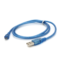 Кабель USB 2.0 (AM/Miсro 5 pin) 1м, прозрачный синий, Пакет, Q250