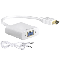 Конвертер HDMI (папа) на VGA(мама) 10cm, White, 4K/2K, Пакет + AUDIO Q250 Код: 353654-09