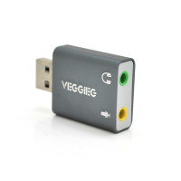 Контроллер VEGGIEG US3-B, USB-sound card (7.1), Grey, Blister-Box