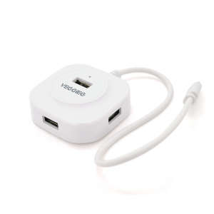 Хаб VEGGIEG V-C242 Type-C, 4 порта USB 2.0, 20 см, White, Box