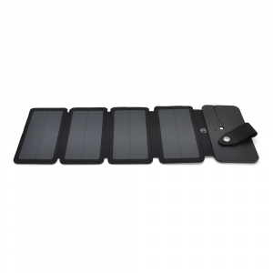 Solar panel 4 Foldings, built-in microUSB cable, Output: 5 /1 А(USB), plastic, Black, Corton box