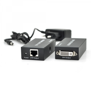 Активный удлинитель DVI 60m по витой паре через RJ-45, Black, BOX