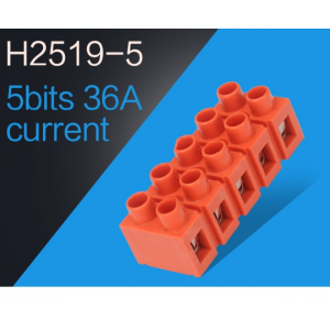 Клеммный блок H2519-5P 36A/660V, материал медь, сечение провода 0.5-6мм2 Код: 361065-09