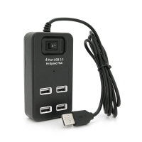 Хаб USB 2.0 4 порта, Black, 480Mbts питание от USB, с выключателем, Blister Q100