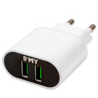 Набор 2 в 1 CЗУ With Micro-Usb Cable 110-240V MY-220, 2 x USB, 5V/12W, Output: 5V/2.4A, White, Blister- box
