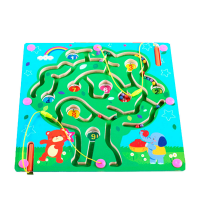 Іграшка-лабіринт "Яблуня" на дерев'яній дошці з магнітними кульками і магнітними паличками, 30х30х1,5cm