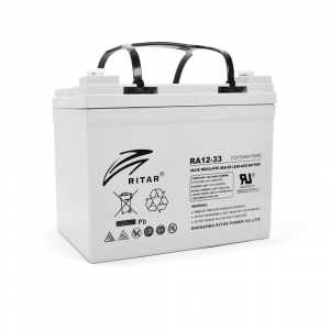 Акумуляторна батарея AGM RITAR RA12-33, Gray Case, 12V 33.0Ah ( 195 x 130 x155 (168) ) Q1 Код: 412566-09