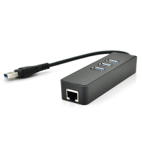 Хаб USB 3.0, 3 порта USB 3.0 + 1 порт Ethernet, Black, BOX Код: 329266-09