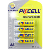Аккумулятор PKCELL 1.2V AA 1300mAh NiMH Rechargeable Battery, 4 штуки в блистере цена за блистер, Q12