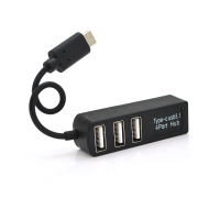 Хаб Type-C P3101, 3 порта USB 2.0 + SD/TF, 10 см, Black, Blister