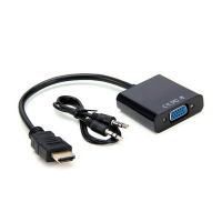 Конвертер HDMI (папа) на VGA(мама) 10cm, Black, 4K/2K, Пакет + AUDIO Q250