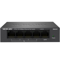Комутатор POE 48V Mercury MS05CP 4 портів POE + 1 порт Ethernet (Uplink) 10/100 Мбіт / сек, БП в комплекті Код: 351557-09