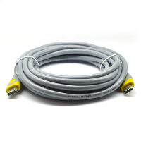 Кабель Merlion HDMI-HDMI V-Link High Speed 15.0m, v2,0, OD-8.2mm, круглий Grey, коннектор Grey / Yellow, (Пакет), Q25