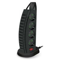 Мережевий фільтр F14, 8 розеток EU+3 USB+Type-C, кнопка включення з індикатором, 2 м, 3х0,75мм, 2500W, Black, Box