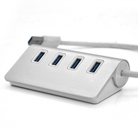 Хаб USB 3.0 алюминиевый, 4 порта, 20 см, поддержка до 2TB, Пакет Код: 354907-09