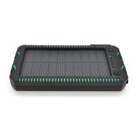 Power bank 30000 mAh Solar,2хFlashlight,5V/200mA, Input:5V/2A(microUSB), Output:5V/2A(2хUSB), rubberized case, Black/Green, BOX Код: 351647-09