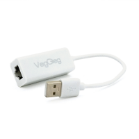 Контроллер USB 2.0 to Ethernet VEGGIEG - Сетевой адаптер 10/100Mbps с проводом, RTL-8152B, White, Blister-Box