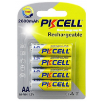 Аккумулятор PKCELL 1.2V AA 2600mAh NiMH Rechargeable Battery, 4 штуки в блистере цена за блистер, Q12