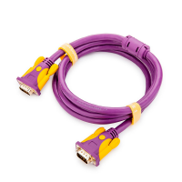 Кабель JH-VGA39 VGA 3+9, 10,0m, male to male (папа-папа), 1 феррит, purple, Пакет