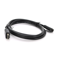 Удлинитель Merlion HDMI(папа)-HDMI(мама) VEGGIEG 1.0m, v2.0, OD-7.0mm, круглый, Black, коннектор Black, (Пакет)