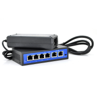Коммутатор POE 48V с 4 портами POE 100Мбит + 2 порт Ethernet (UP-Link) 100Мбит, корпус - металл, Black, БП в комплекте, Q18 Код: 330738-09