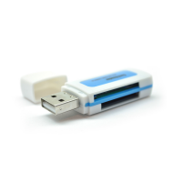 Кардридер універсальний 4в1 MERLION CRD-5VL TF/Micro SD, USB2.0, Blue, OEM Q1500