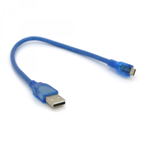 Кабель USB 2.0 (AM/Miсro 5 pin) 3м, прозрачный синий, Пакет Код: 389448-09