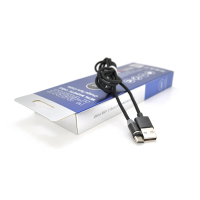 Магнитный кабель PiPo USB 2.0/Type-C, 1m, 2А, тканевая оплетка, бронированный, съемник, Black, BOX