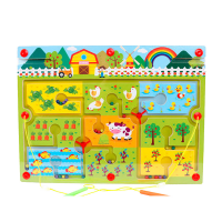 Іграшка-лабіринт "Happy Farm" на дерев'яній дошці з магнітними кульками і магнітними паличками, 40х30х1,5cm Код: 334728-09