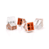 Клемма с зажимом 4-проводная WAGO K773-104 для распределительных коробок, 4-pin, прозрачно-оранжевая