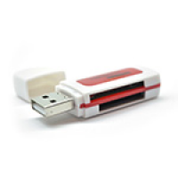 Кардридер универсальный 4в1 MERLION CRD-5RD TF/Micro SD, USB2.0, RED, OEM Q50 Код: 403899-09