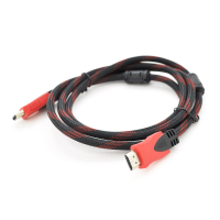 Кабель Merlion HDMI-HDMI 1.8m, v1.4, OD-7.4mm, 2 фильтра, оплетка, круглый Black/RED, коннектор RED/Black, (Пакет), Q200 Код: 335709-09