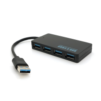 Хаб USB 3.0, 4 порта, плоский, черный, поддержка до 2TB, кабель 0,14м, Блистер