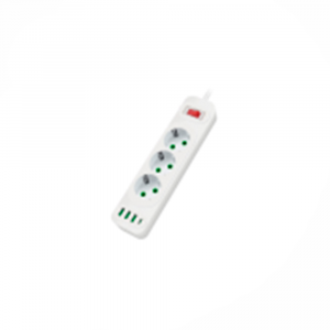 Сетевой фильтр F23, 3 розетки EU, кнопка включения с индикатором, 2 м, 3х0,75мм, 2500W, White, Box