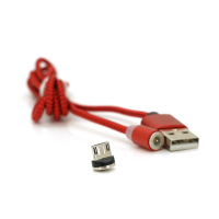 Магнитный кабель PiPo USB 2.0/Micro, 1m, 2А, тканевая оплетка, бронированный, съемник, Red, BOX