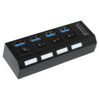 Хаб USB 3.0, 4 порти, з перемикачами, підтримка до 1TB, Пакет Код: 331009-09